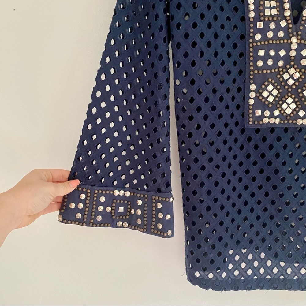 Boston Proper Navy Blue Broderie Anglaise Tunic - Picture 2 of 5
